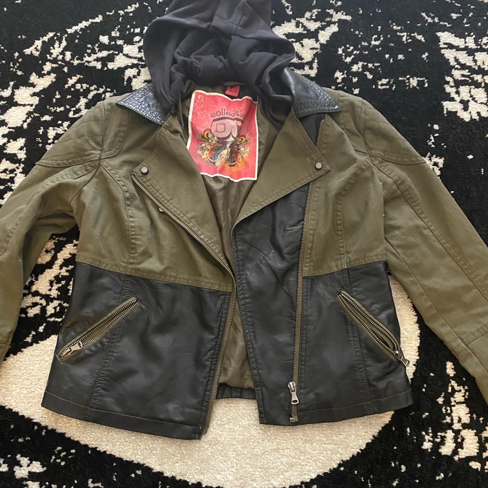 Green and pleather jacket